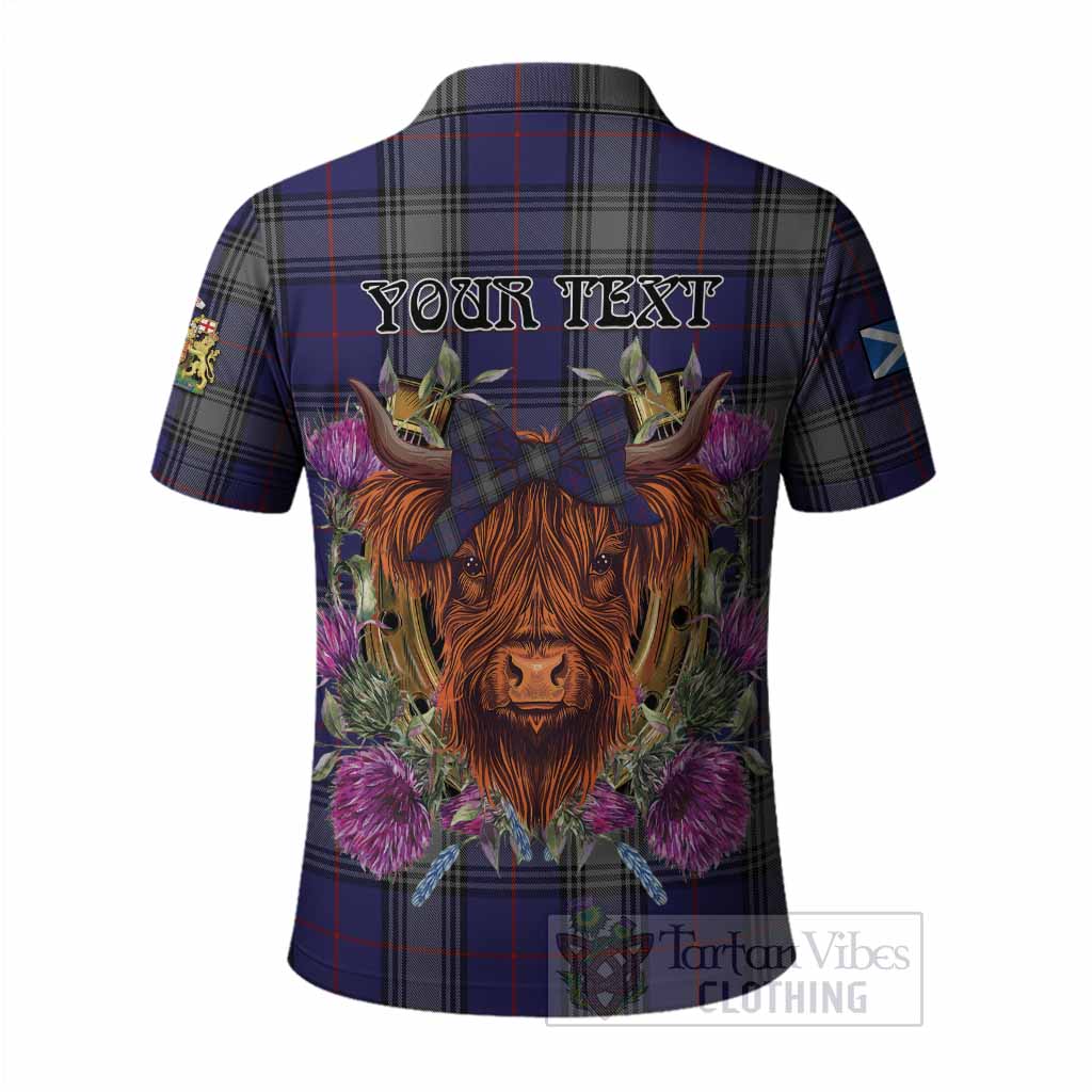 Kinnaird Tartan Polo Shirt Scottish Thistle Heilan Coo