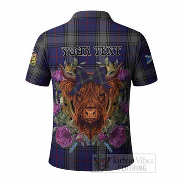 Kinnaird Tartan Polo Shirt Scottish Thistle Heilan Coo