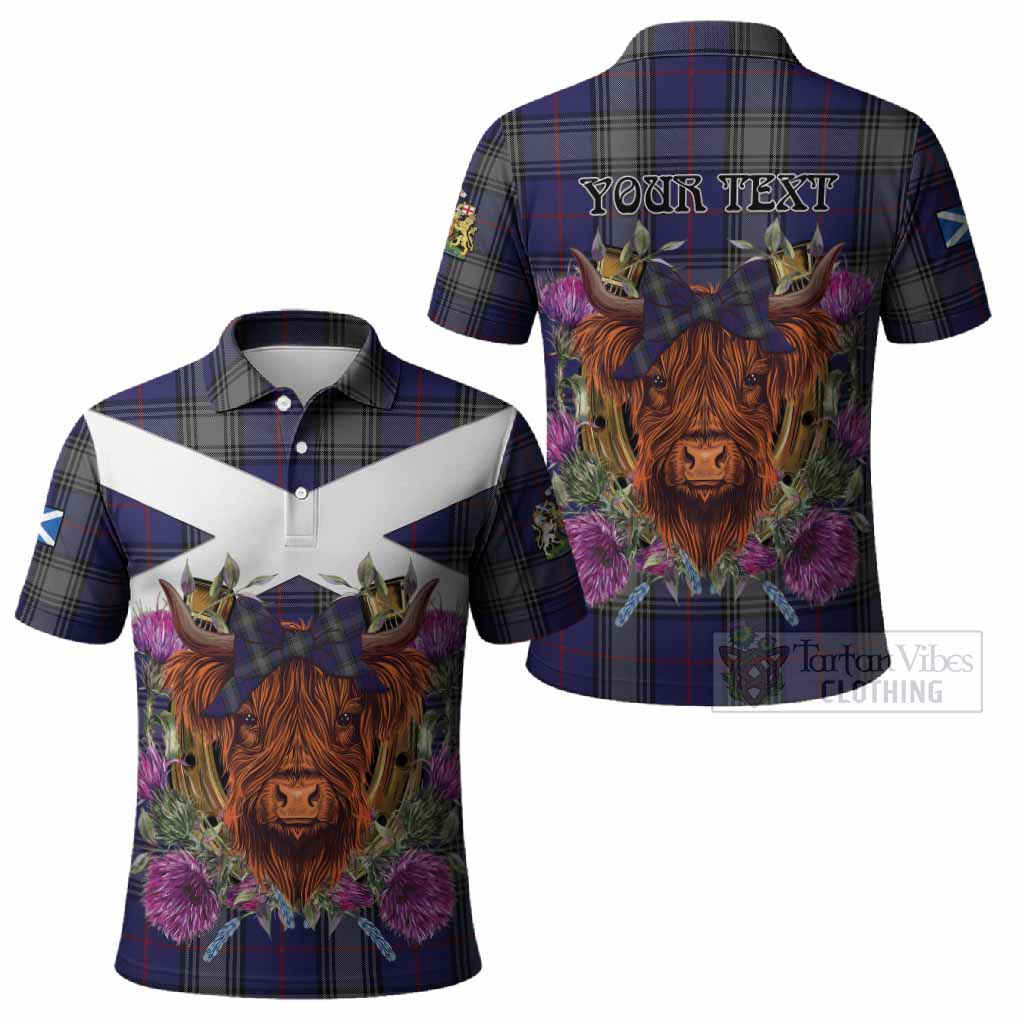 Kinnaird Tartan Polo Shirt Scottish Thistle Heilan Coo