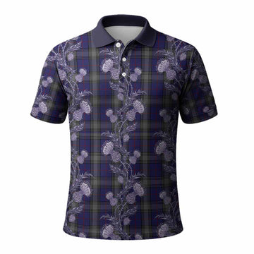 Kinnaird Tartan Polo Shirt Seamless Scottish Thistle Flowers