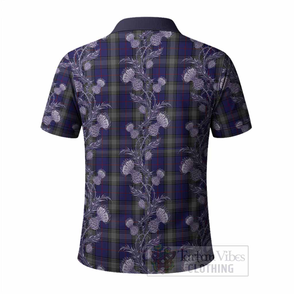 Kinnaird Tartan Polo Shirt Seamless Scottish Thistle Flowers