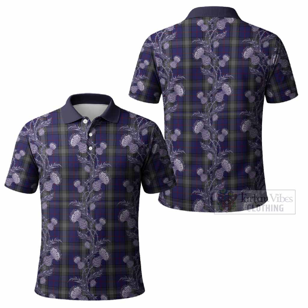 Kinnaird Tartan Polo Shirt Seamless Scottish Thistle Flowers