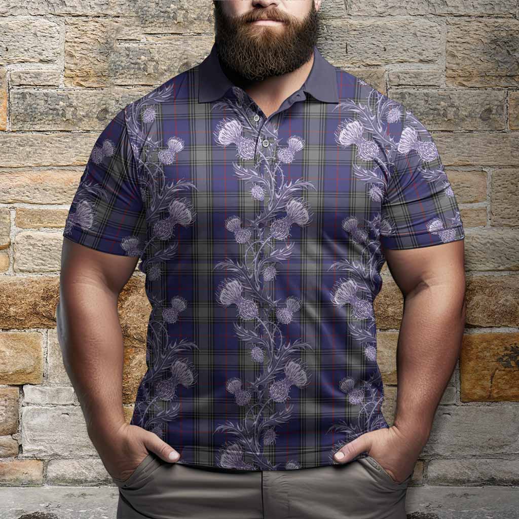 Kinnaird Tartan Polo Shirt Seamless Scottish Thistle Flowers