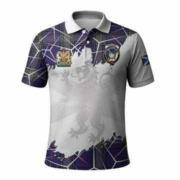 Kinnaird Tartan Polo Shirt with Family Crest and Lion Rampant Grunge Style