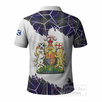 Kinnaird Tartan Polo Shirt with Family Crest and Lion Rampant Grunge Style