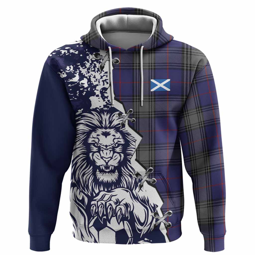 Kinnaird Tartan Scottish Hoodie Angry Lion With Soccer Ball Style