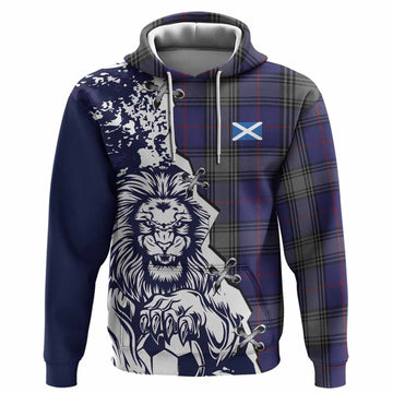 Kinnaird Tartan Scottish Hoodie Angry Lion With Soccer Ball Style