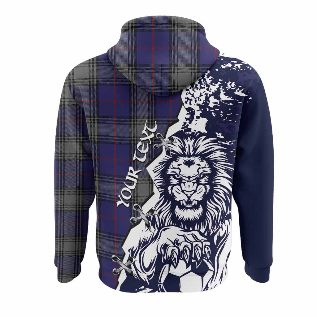 Kinnaird Tartan Scottish Hoodie Angry Lion With Soccer Ball Style