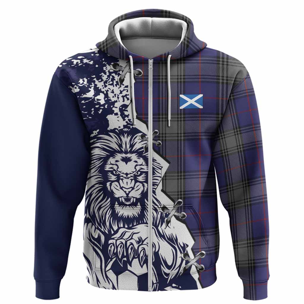 Kinnaird Tartan Scottish Hoodie Angry Lion With Soccer Ball Style