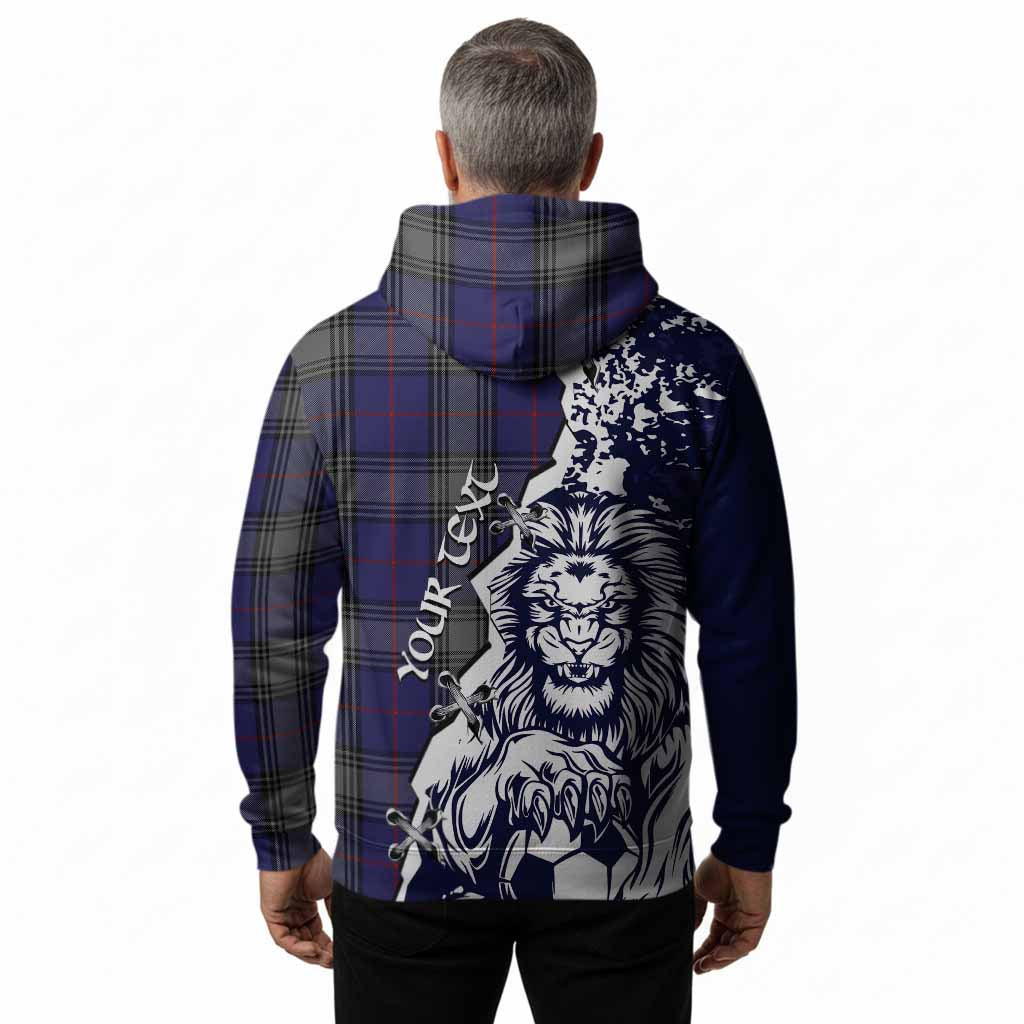 Kinnaird Tartan Scottish Hoodie Angry Lion With Soccer Ball Style
