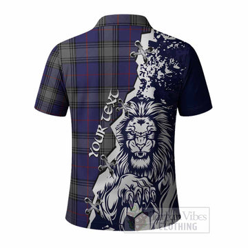Kinnaird Tartan Scottish Polo Shirt Angry Lion With Soccer Ball Style