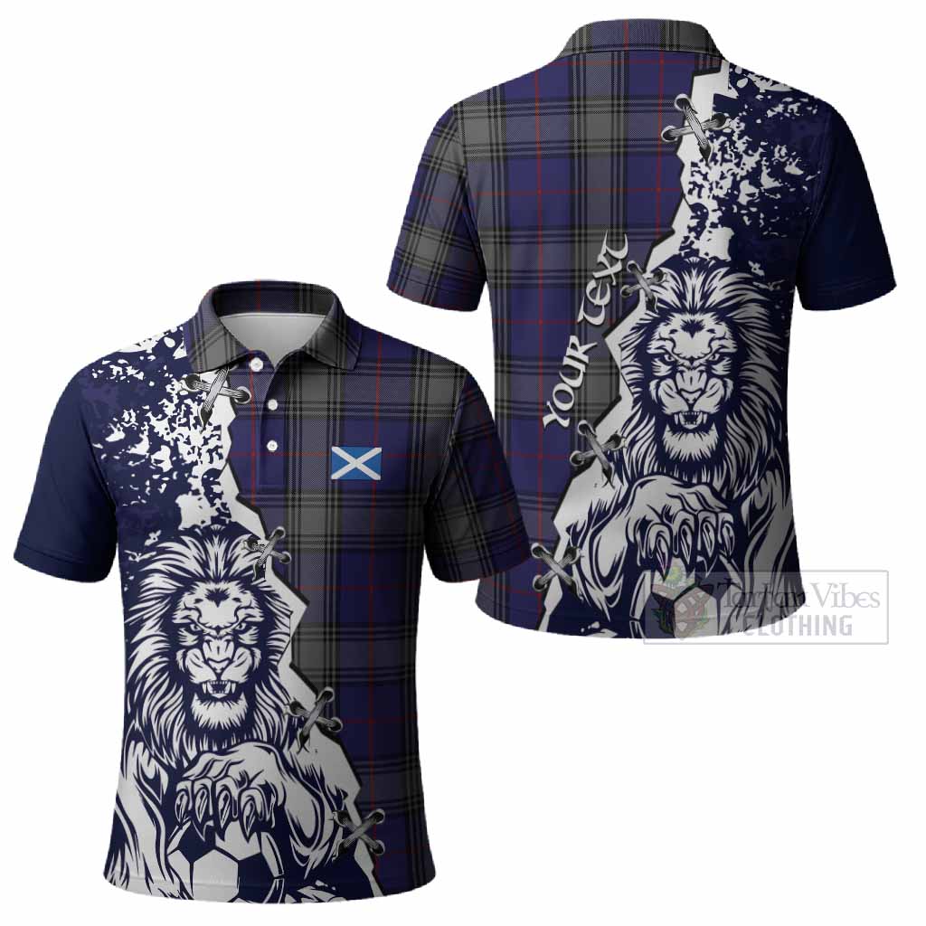 Kinnaird Tartan Scottish Polo Shirt Angry Lion With Soccer Ball Style
