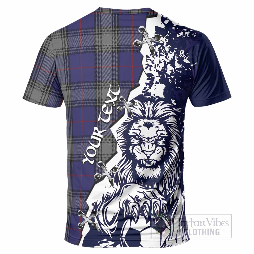 Kinnaird Tartan Scottish T-Shirt Angry Lion With Soccer Ball Style