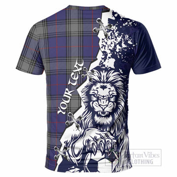 Kinnaird Tartan Scottish T-Shirt Angry Lion With Soccer Ball Style