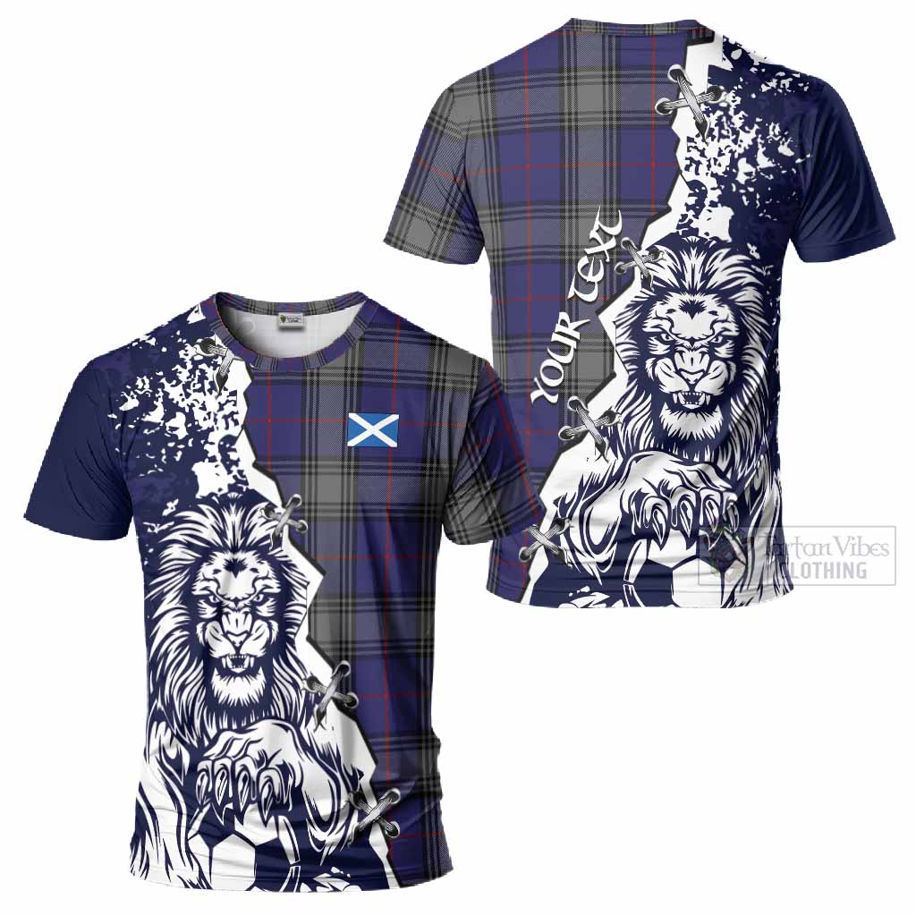 Kinnaird Tartan Scottish T-Shirt Angry Lion With Soccer Ball Style