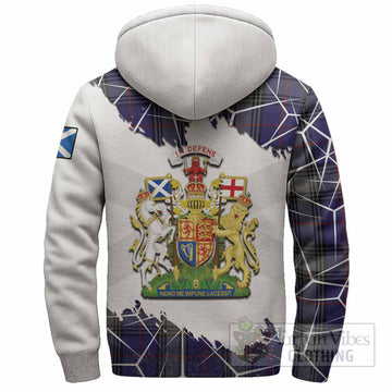 Kinnaird Tartan Sherpa Hoodie with Family Crest and Lion Rampant Grunge Style
