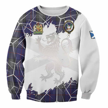 Kinnaird Tartan Sweatshirt with Family Crest and Lion Rampant Grunge Style