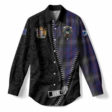 Kinnaird Tartan Women Casual Shirt New Zealand Pattern Unique Zipper Stylized