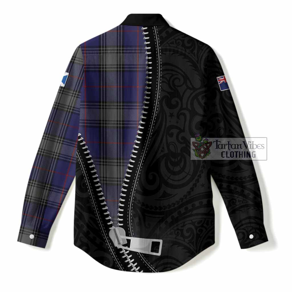 Kinnaird Tartan Women Casual Shirt New Zealand Pattern Unique Zipper Stylized