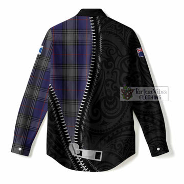 Kinnaird Tartan Women Casual Shirt New Zealand Pattern Unique Zipper Stylized