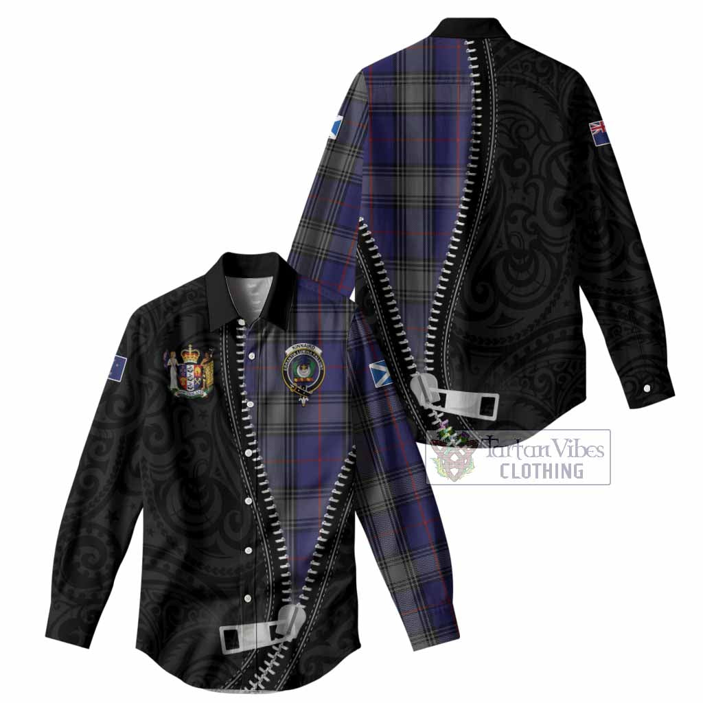Kinnaird Tartan Women Casual Shirt New Zealand Pattern Unique Zipper Stylized