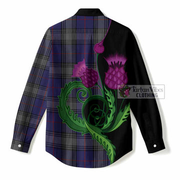 Kinnaird Tartan Women Casual Shirt Traditional Scottish Thistle