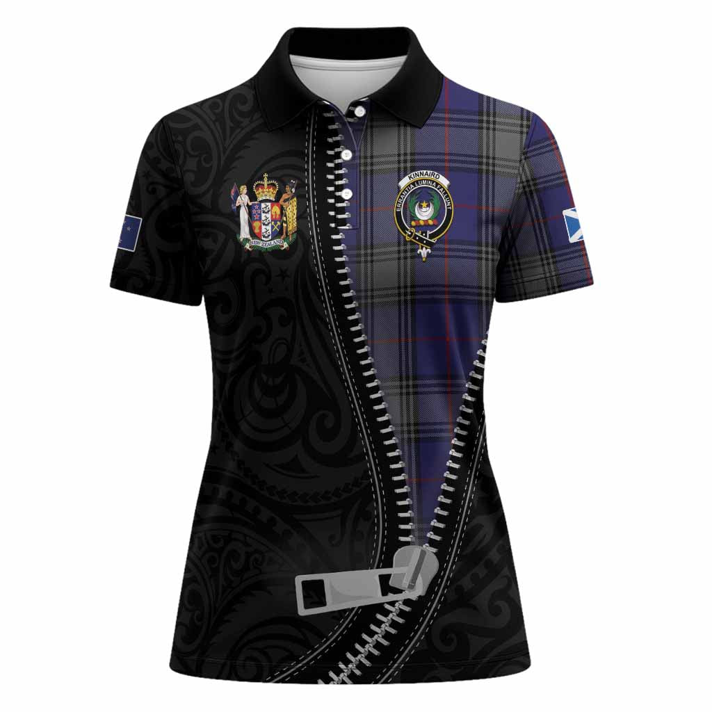 Kinnaird Tartan Women Polo Shirt New Zealand Pattern Unique Zipper Stylized