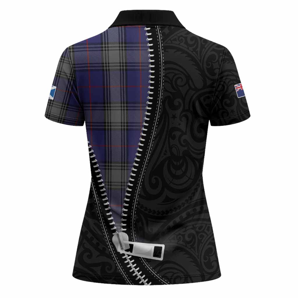 Kinnaird Tartan Women Polo Shirt New Zealand Pattern Unique Zipper Stylized