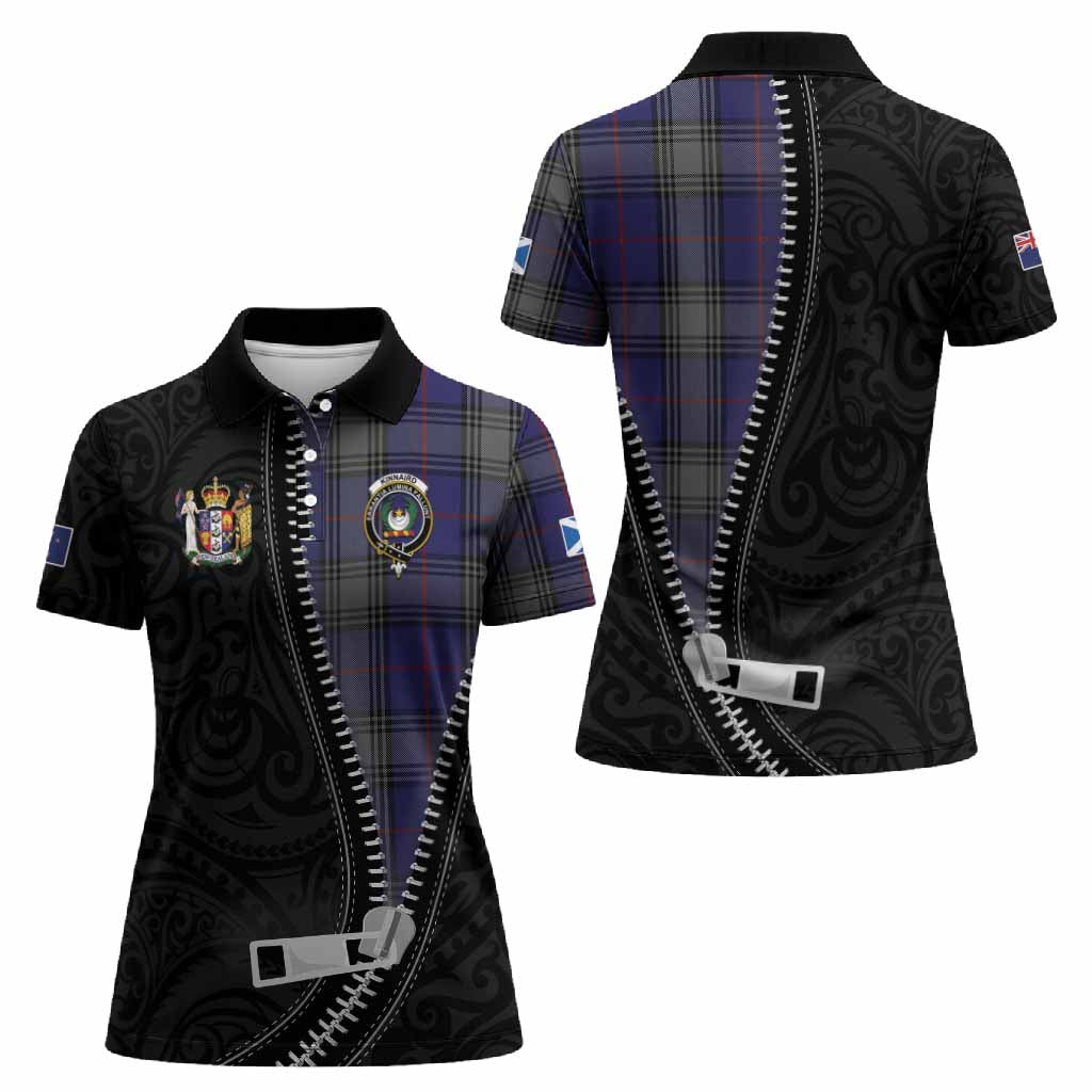 Kinnaird Tartan Women Polo Shirt New Zealand Pattern Unique Zipper Stylized