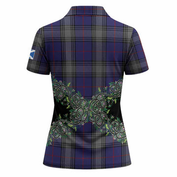 Kinnaird Tartan Women Polo Shirt Thistle Scottish Spirit