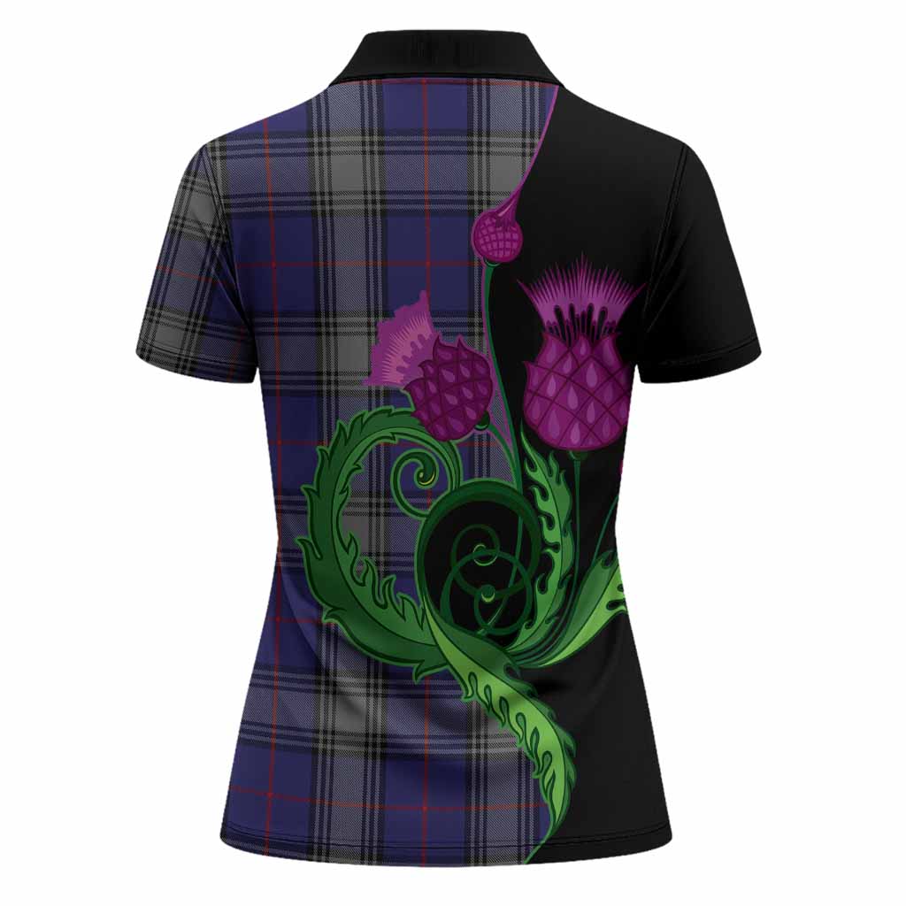 Kinnaird Tartan Women Polo Shirt Traditional Scottish Thistle