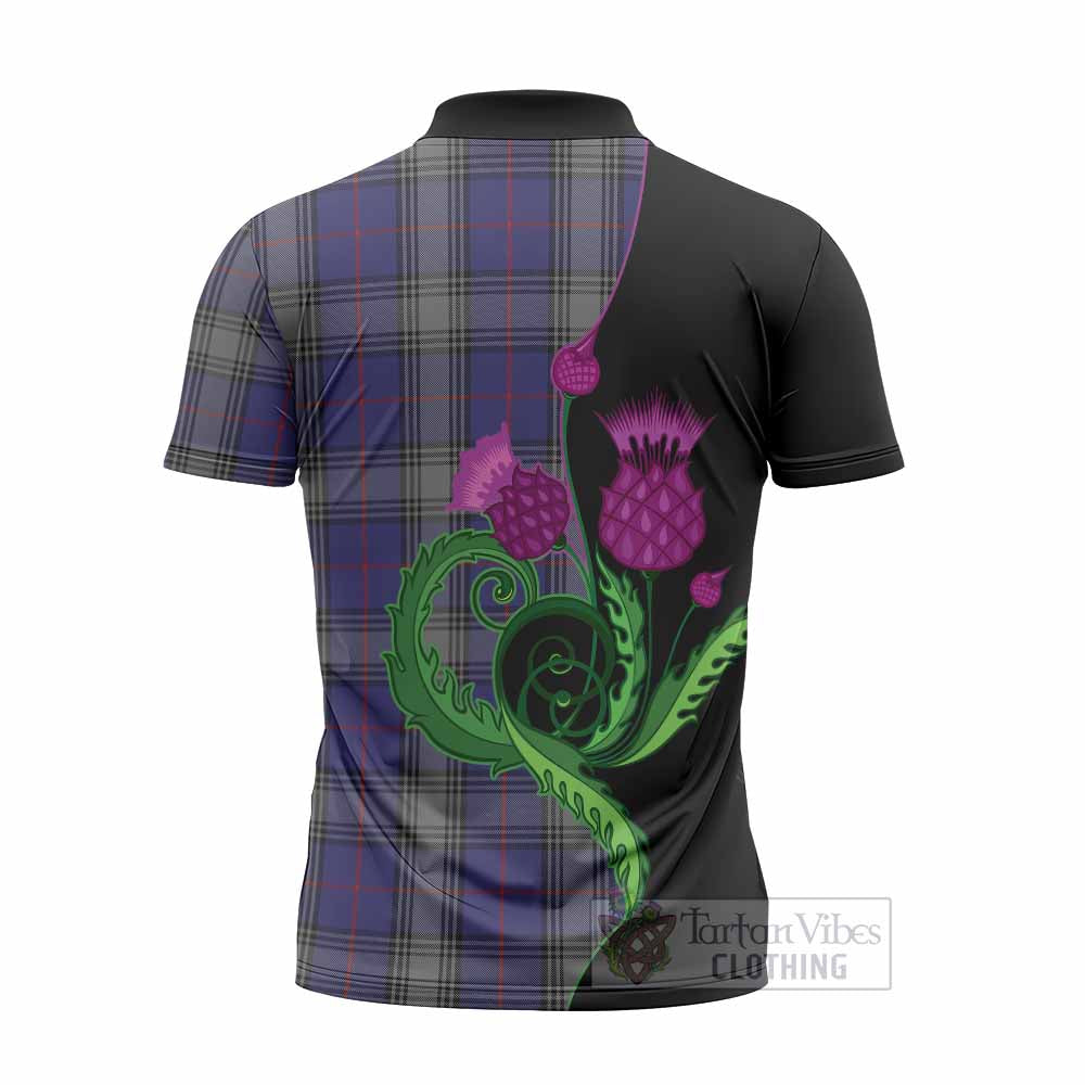 Kinnaird Tartan Zipper Polo Shirt Traditional Scottish Thistle