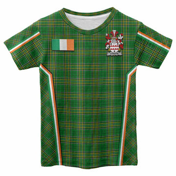 Kinnane Irish Clan Coat of Arm Tartan Kid T-shirt Flag Style