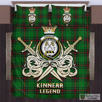 Kinnear Tartan Bedding Set with Clan Crest and the Golden Sword of Courageous Legacy