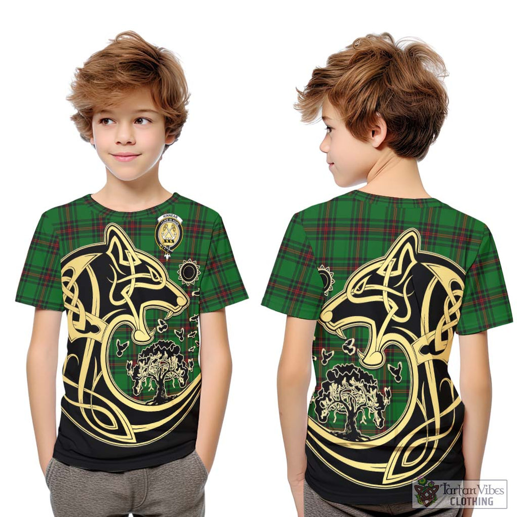 Kinnear Tartan Kid T-Shirt with Family Crest Celtic Wolf Style Youth XL Size14 - Tartan Vibes Clothing