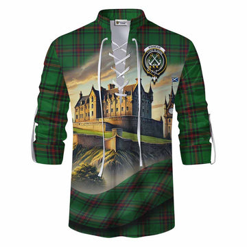 Tartan Vibes Clothing Kinnear Tartan Family Crest Ghillie Kilt Shirt with Scottish Ancient Castle Style