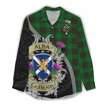 Tartan Vibes Clothing Kinnear Tartan Family Crest Women's Casual Shirt Lion Rampant Royal Thistle Shield Celtic Inspired