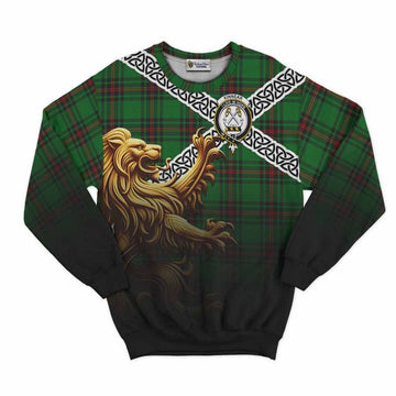 Kinnear Crest Tartan Sweatshirt with Golden Lion Emblem Celtic Style