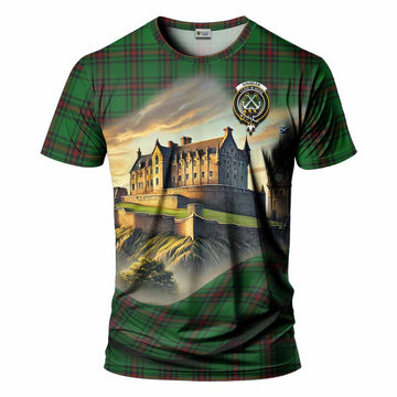 Tartan Vibes Clothing Kinnear Tartan Family Crest T-Shirt with Scottish Ancient Castle Stype