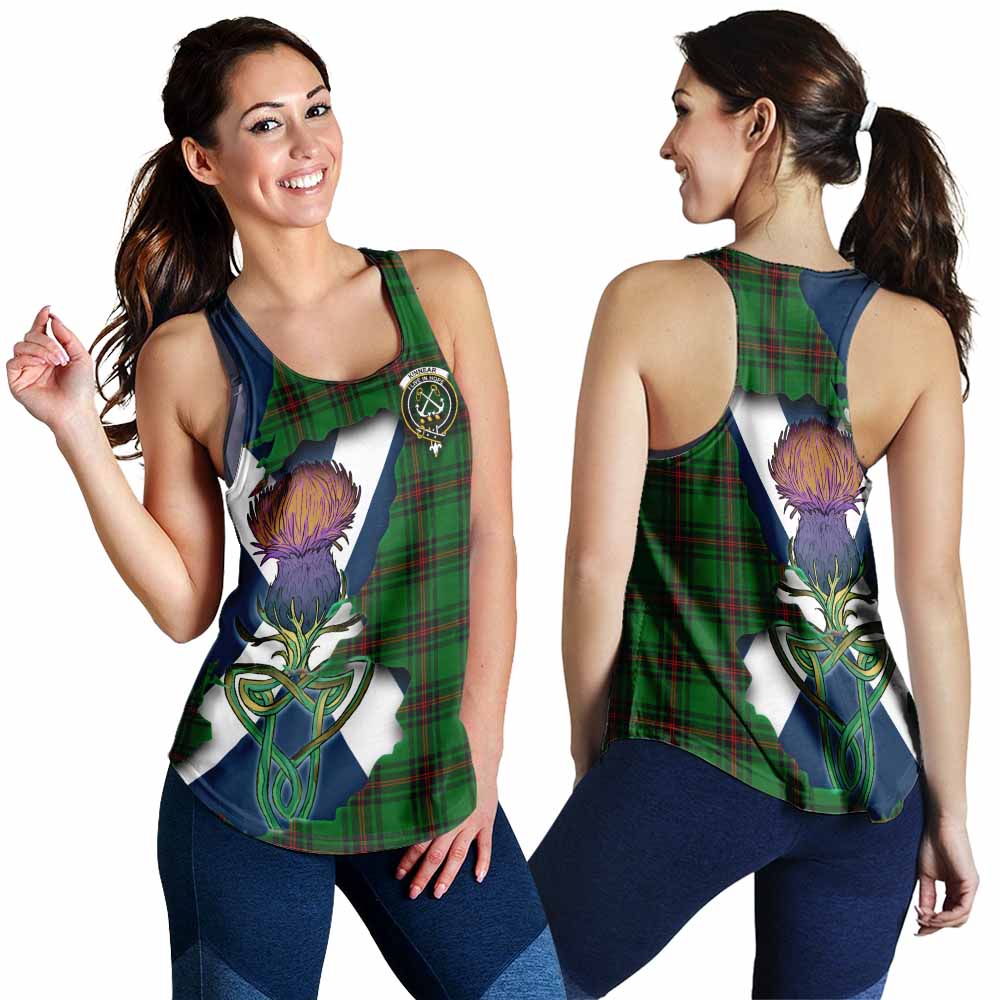 Tartan Vibes Clothing Kinnear Tartan Family Crest Women's Racerback Tanks Scottish Thistle Celtic Inspired