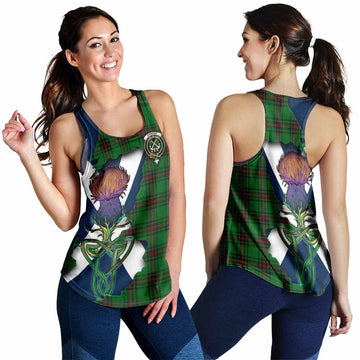 Tartan Vibes Clothing Kinnear Tartan Family Crest Women's Racerback Tanks Scottish Thistle Celtic Inspired