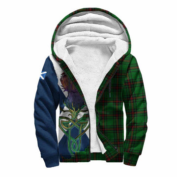 Kinnear Tartan Family Crest Sherpa Hoodie Scottish Thistle Celtic Inspired