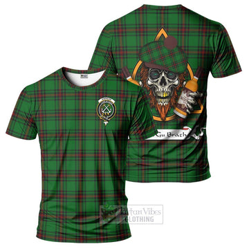 Kinnear Tartan T-Shirt with Family Crest and Bearded Skull Holding Bottles of Whiskey Kid's Shirt - Tartan Vibes Clothing