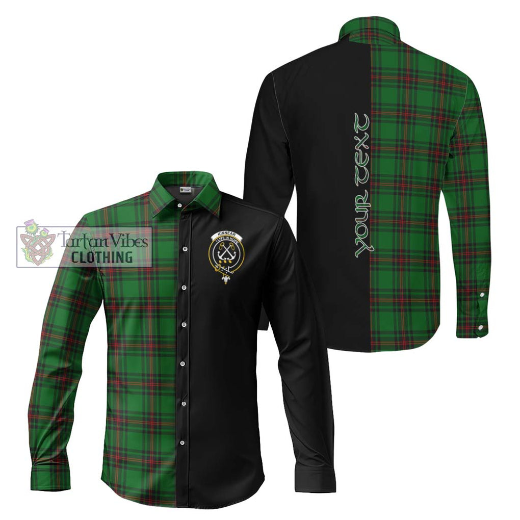 Kinnear Tartan Long Sleeve Button Shirt with Family Crest and Half Of Me Style Men's Shirt S - Tartanvibesclothing Shop