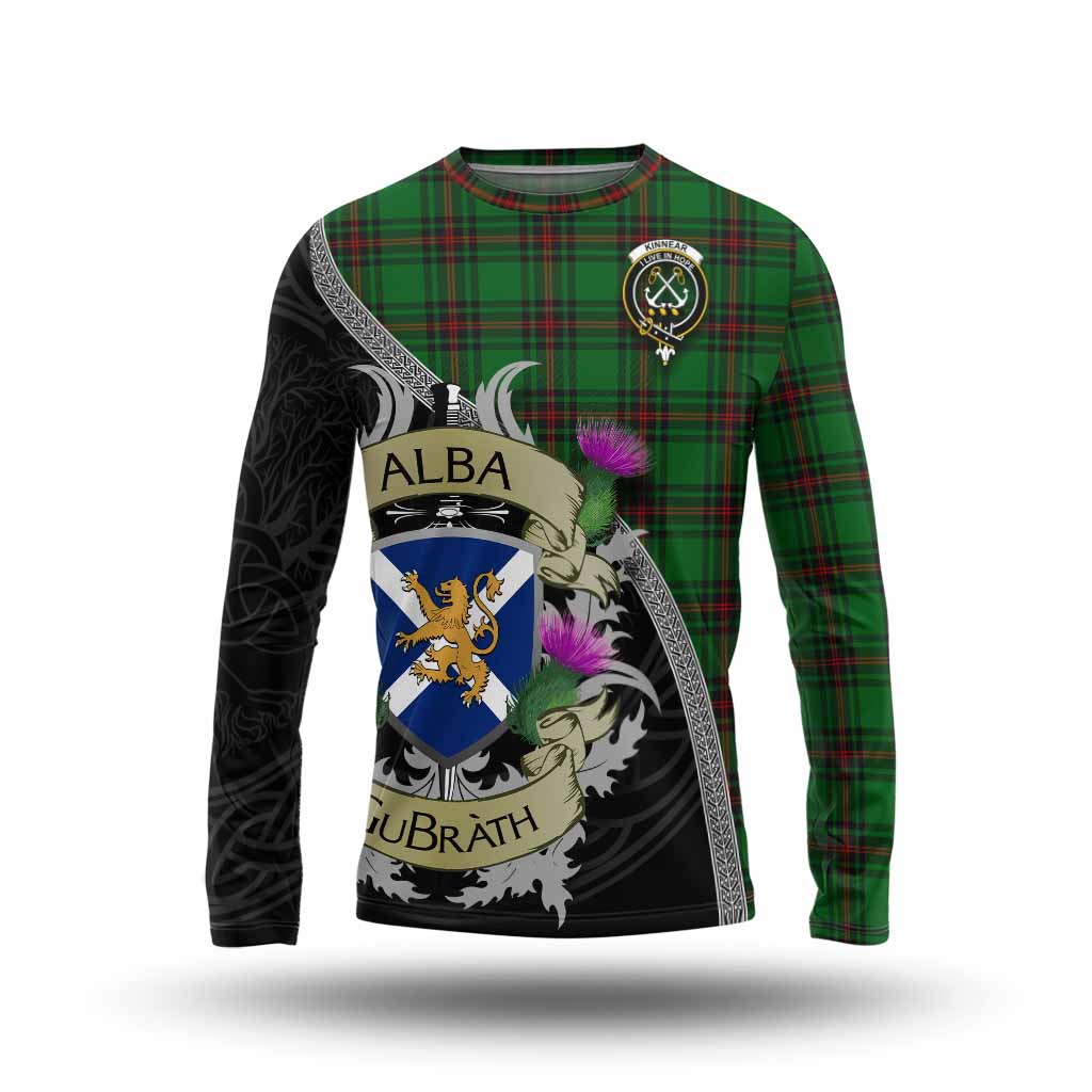Tartan Vibes Clothing Kinnear Tartan Family Crest Long Sleeve T-Shirt Lion Rampant Royal Thistle Shield Celtic Inspired