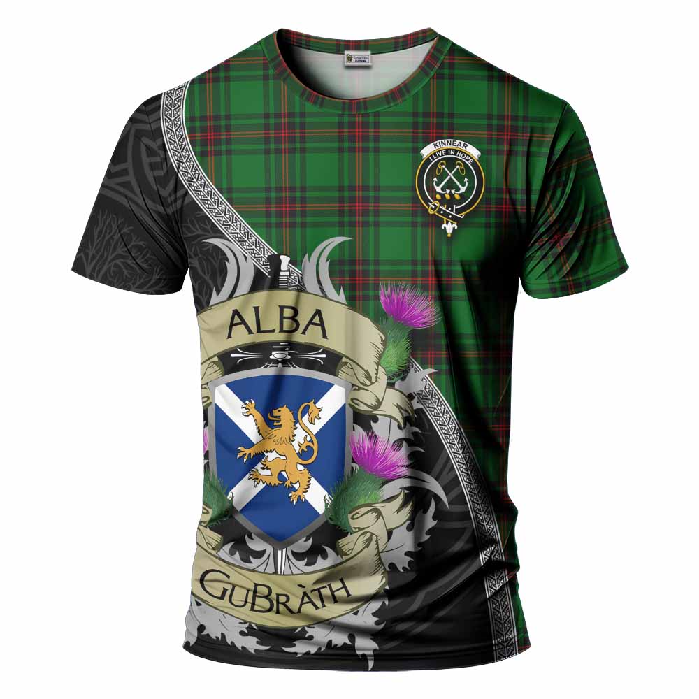 Tartan Vibes Clothing Kinnear Tartan Family Crest T-Shirt Lion Rampant Royal Thistle Shield Celtic Inspired