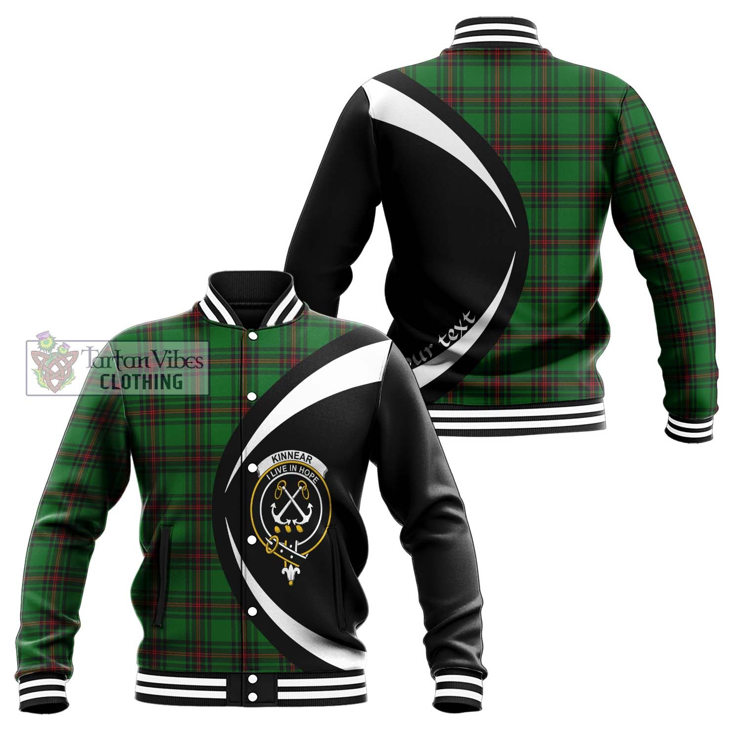 Kinnear Tartan Baseball Jacket with Family Crest Circle Style Unisex - Tartan Vibes Clothing