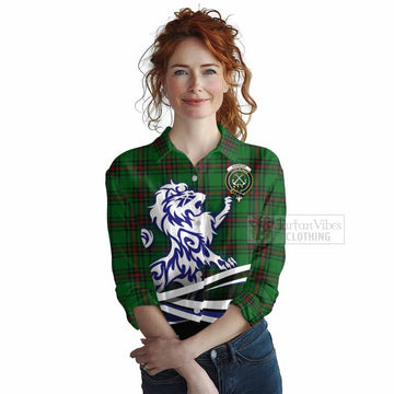 Tartan Vibes Clothing Kinnear Tartan Women's Casual Shirt with Alba Gu Brath Regal Lion Emblem