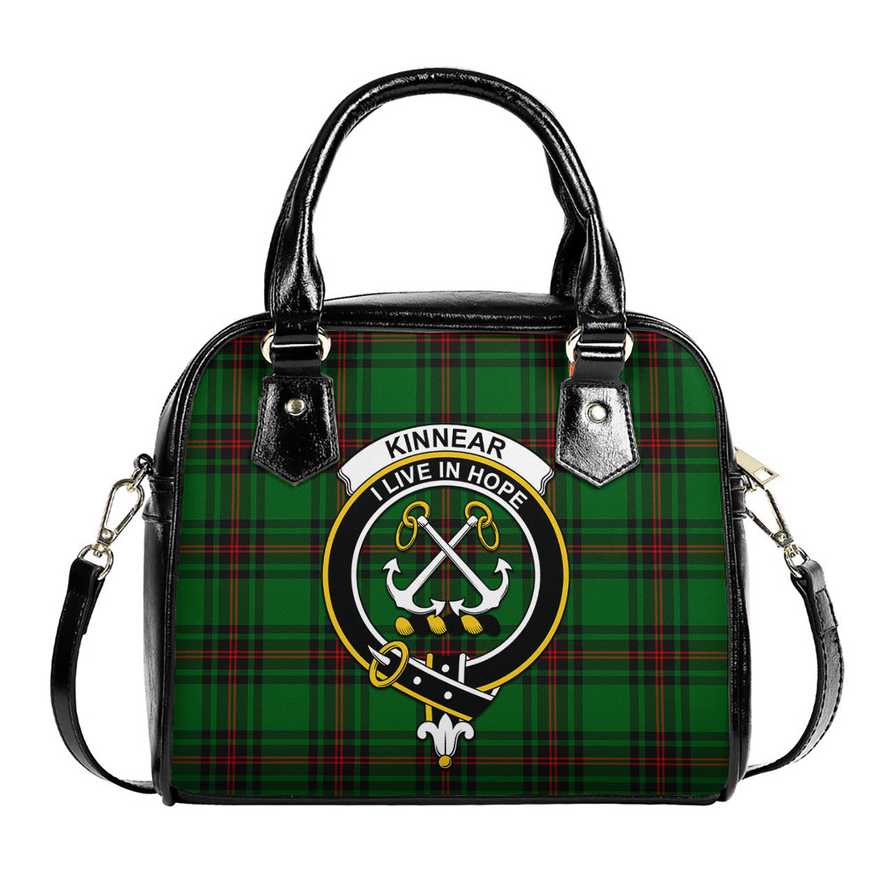 Kinnear Tartan Shoulder Handbags with Family Crest One Size 6*25*22 cm - Tartanvibesclothing