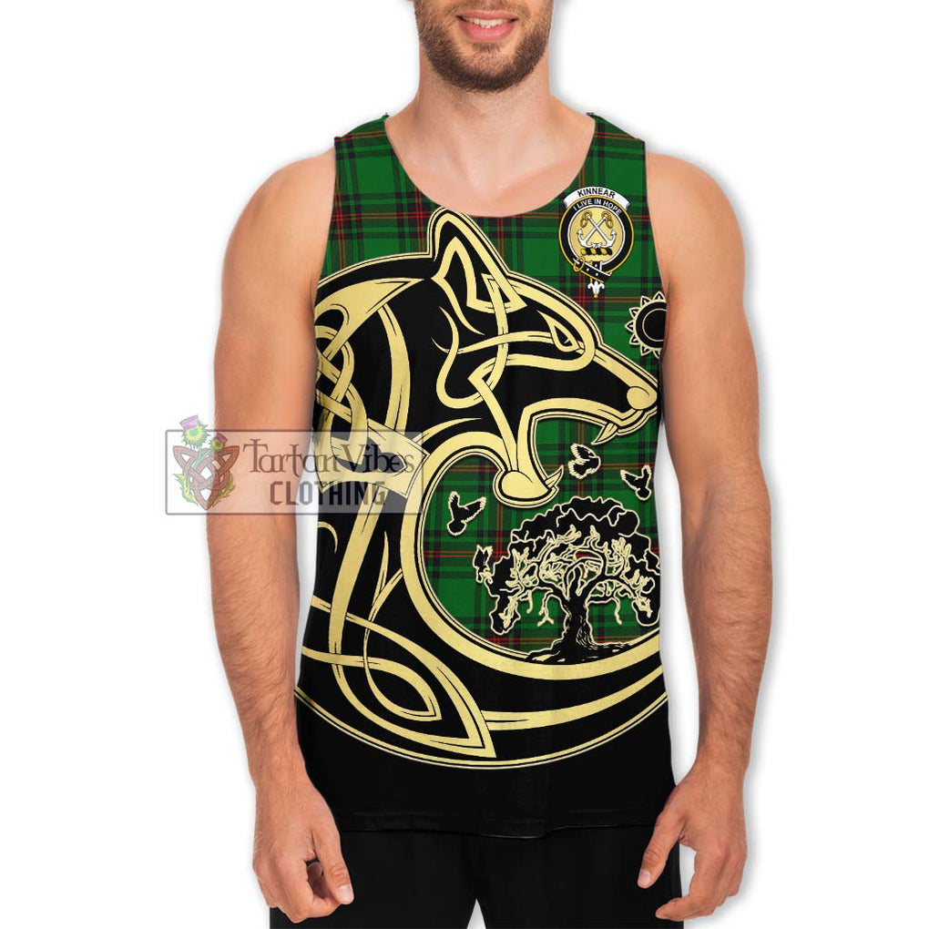 Kinnear Tartan Men's Tank Top with Family Crest Celtic Wolf Style Men - Tartan Vibes Clothing